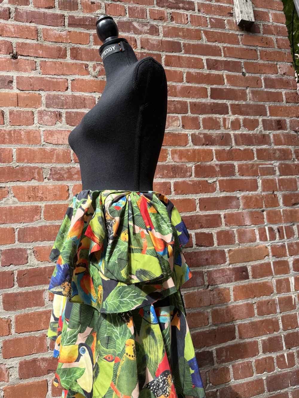 FARM Rio Green Multicolor Tiered Ruffle High-Low Skirt - Picture 9 of 14